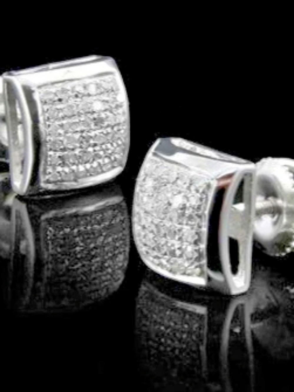 14K WHITE GOLD OVER SOLID STERLING SILVER1/2 CTW DIAMOND EARRINGS
